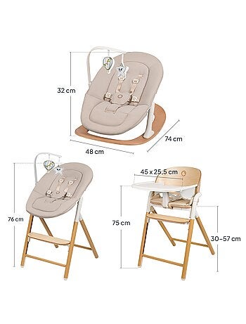 Chaise haute évolutive 4en1 LIONELO Celia Set - Transat - Jusqu'à 110kg - Réglage d'une seule main