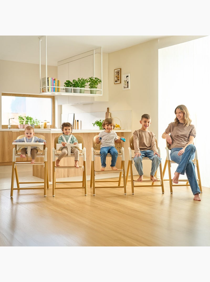 Chaise haute évolutive 4en1 LIONELO Celia Set - Transat - Jusqu'à 110kg - Réglage d'une seule main Bois naturel - Kiabi