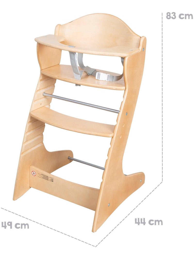 Chaise haute évolutive en bois 'chair up' roba Marron clair - Kiabi