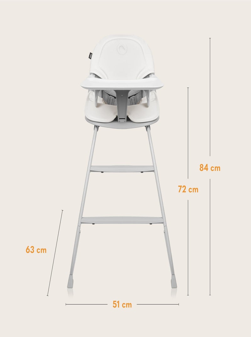 Chaise haute évolutive LIONELO Dalia - Jusqu’à 60 kg - Ultra légère Gris - Kiabi