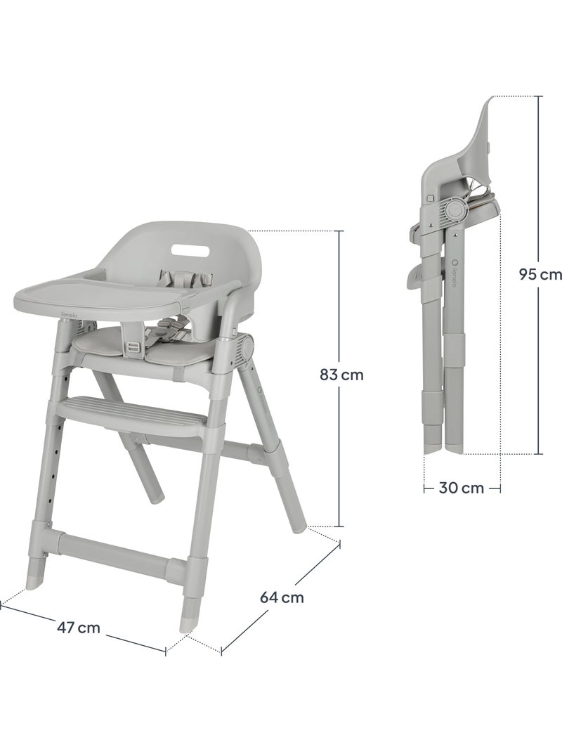 Chaise haute évolutive LIONELO Matt - Réglable hauteur - Pliage compact - Jusqu'à 110kg Gris - Kiabi