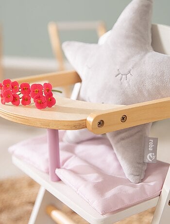Chaise haute pour poupée en bois + coussin 'Scarlett' - ROBA