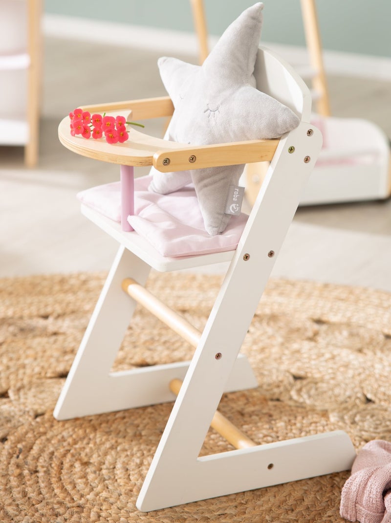 Chaise haute pour poupée en bois + coussin 'Scarlett' - ROBA Blanc/Bois - Kiabi