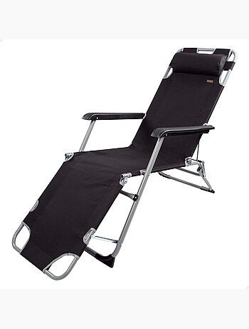 Chaise longue de jardin pliante multipositions avec coussin aktive