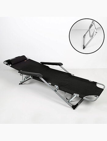 Chaise longue de jardin pliante multipositions avec coussin aktive