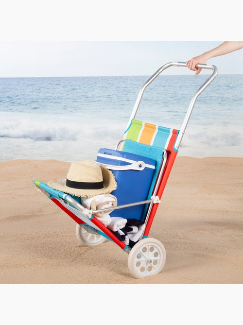 Chaise longue de plage 2 en 1 avec coussin rembourré et parasol aktive - Kiabi Chaise longue de plage 2 en 1 avec coussin rembourré et parasol aktive - Kiabi