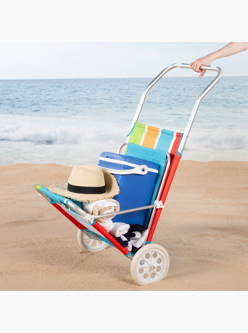 Chaise longue de plage 2 en 1 avec coussin rembourré et parasol aktive Multicolore - Kiabi