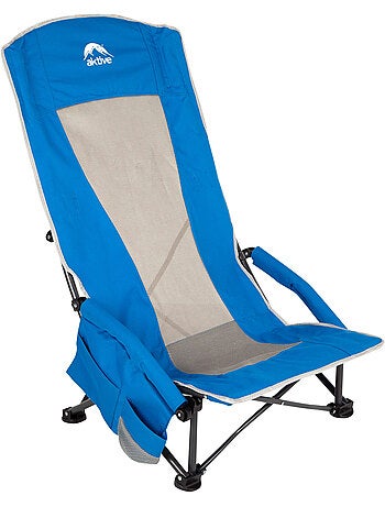 Chaise pliante basse et respirante avec poche et porte-gobelet aktive