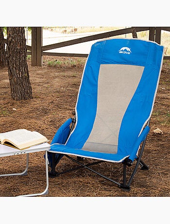 Chaise pliante basse et respirante avec poche et porte-gobelet aktive