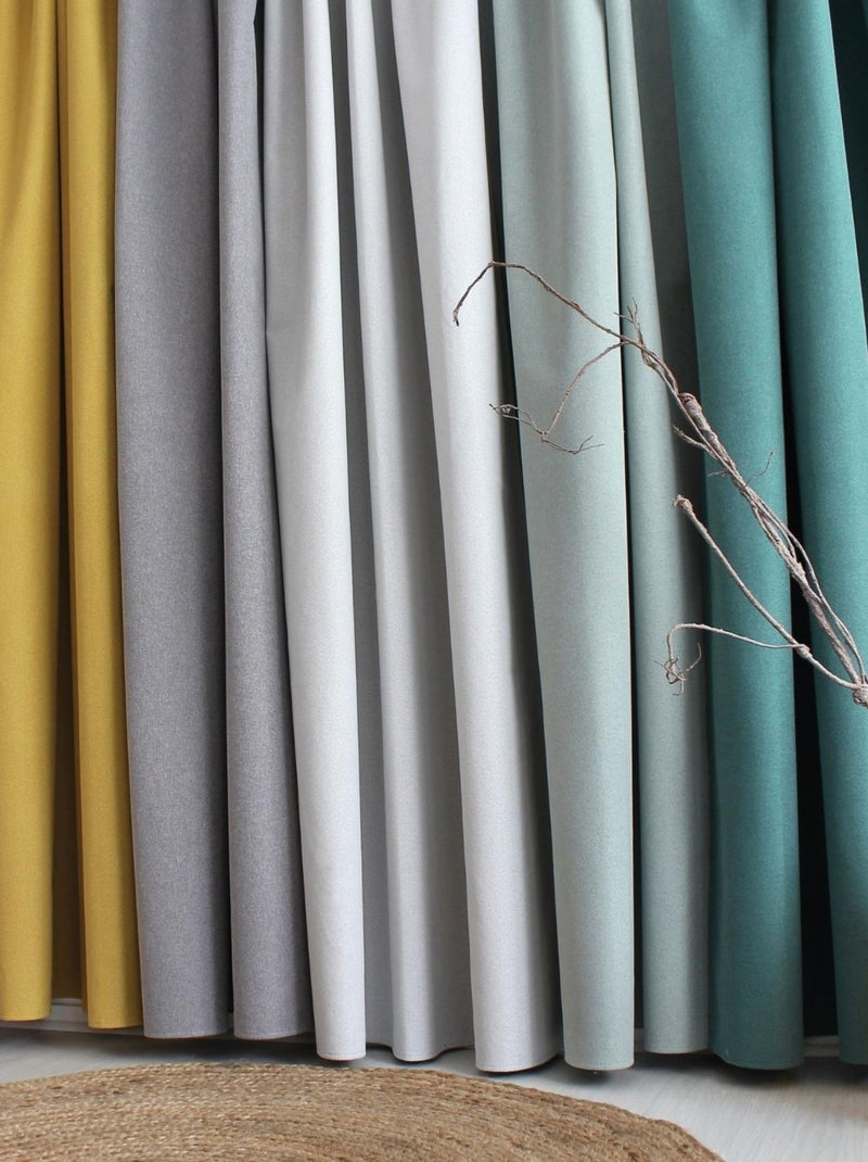 Chambray-effect verduisteringsgordijn Celadonblauw - Kiabi