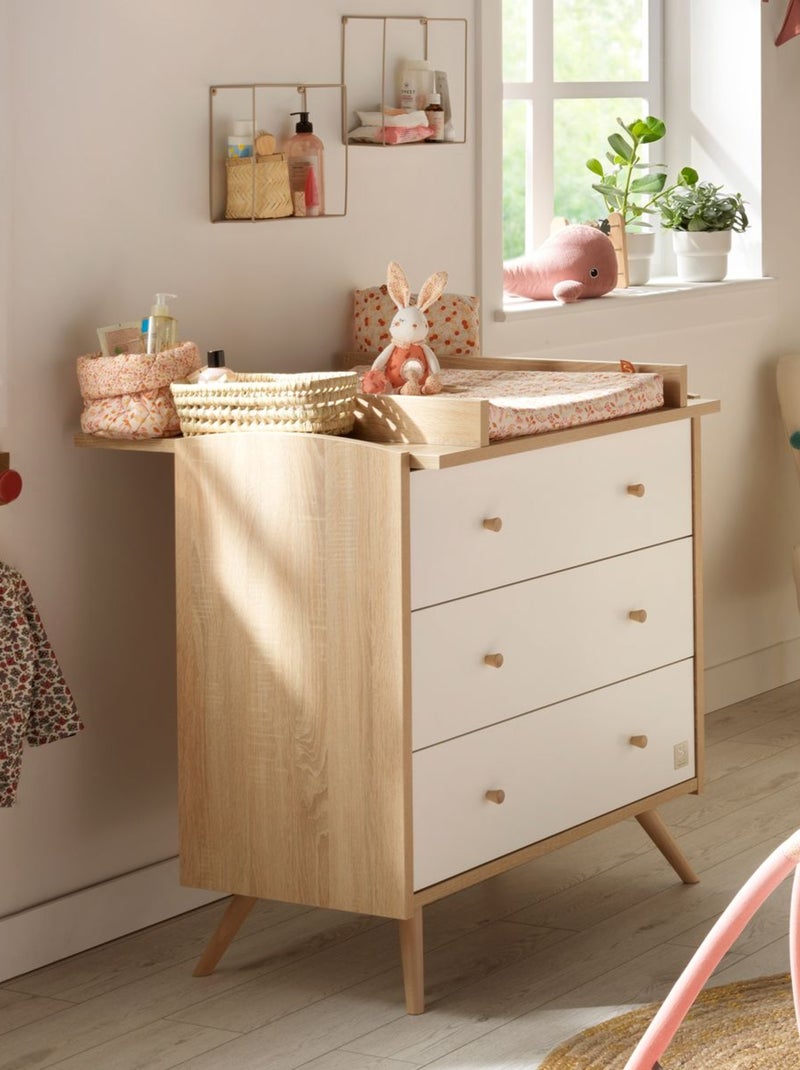 Chambre bébé complète, lit et commode à langer - sauthon Blanc Marron - Kiabi