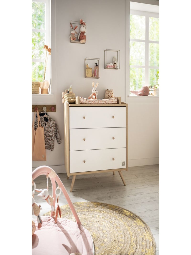 Chambre bébé complète, lit et commode à langer - sauthon Blanc Marron - Kiabi