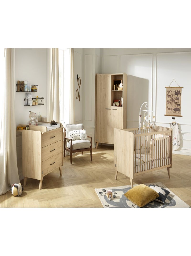 Chambre bébé complète, lit et commode à langer - sauthon Marron - Kiabi