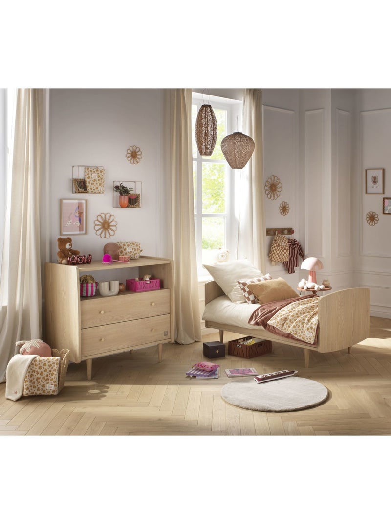 Chambre bébé duo évolutive my love, lit 140x70 évolutif et commode à langer 2 tiroirs - chêne vintag Marron - Kiabi
