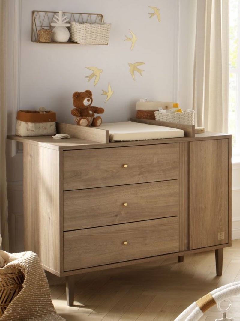 Chambre bébé, lit évolutif et commode à langer - sauthon Marron - Kiabi