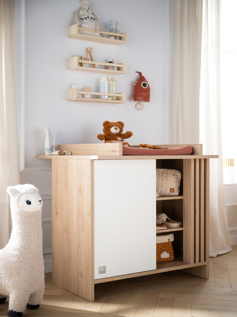 Chambre bébé, lit évolutif et commode à langer avec claustra - sauthon Blanc Marron - Kiabi