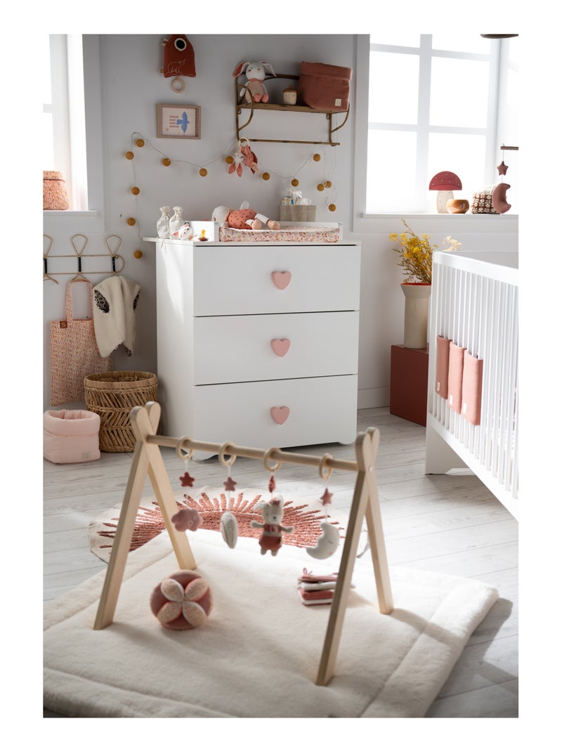 Chambre complète bébé avec lit 120x60cm à barreauxet commode à langer 3 tiroirs - babyprice Rose - Kiabi