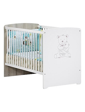 Chambre duo lit et commode à langer en bois - babyprice