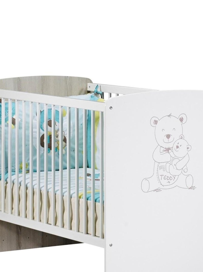 Chambre duo lit et commode à langer en bois - babyprice Blanc - Kiabi