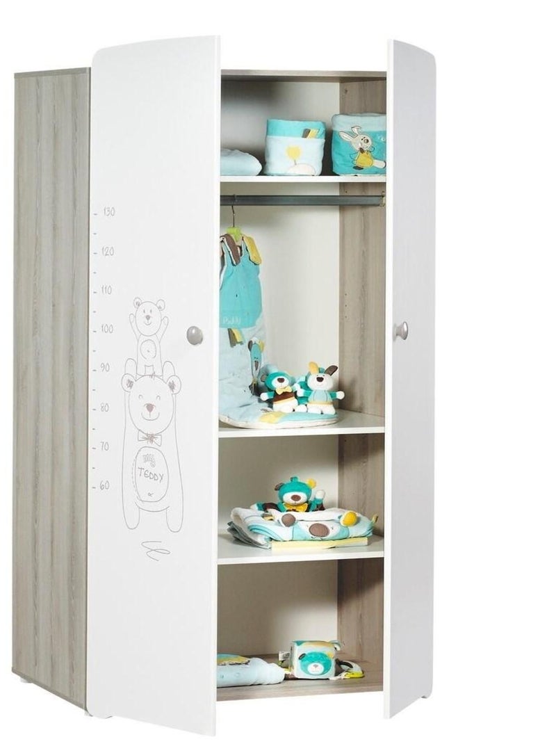 Chambre trio lit et commode et armoire en bois - babyprice Blanc - Kiabi