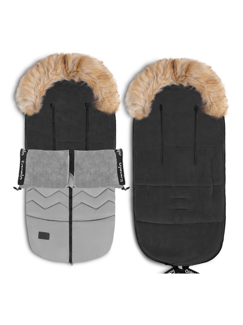 Chancelière pour poussettes LIONELO Frode - Universelle - Fourrure amovible - Imperméable Gris - Kiabi