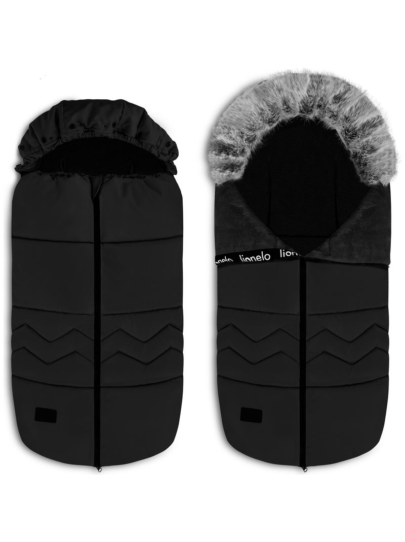 Chancelière pour poussettes LIONELO Frode - Universelle - Fourrure amovible - Imperméable Noir - Kiabi