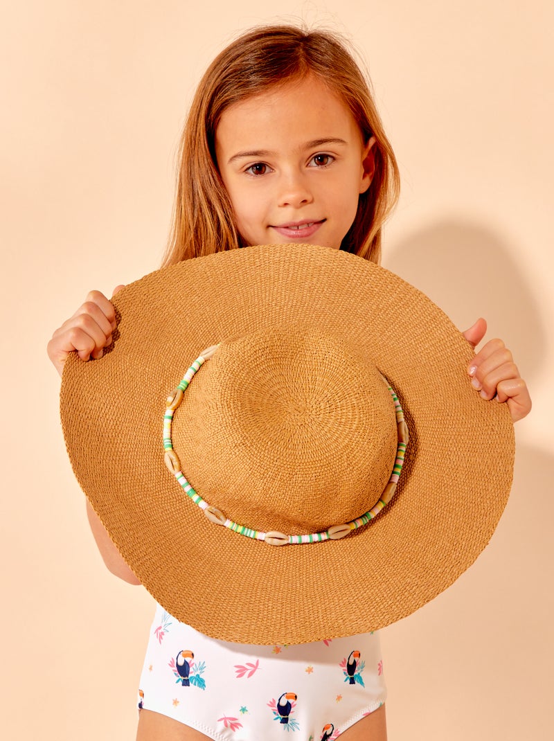 Chapeau avec perles Beige - Kiabi
