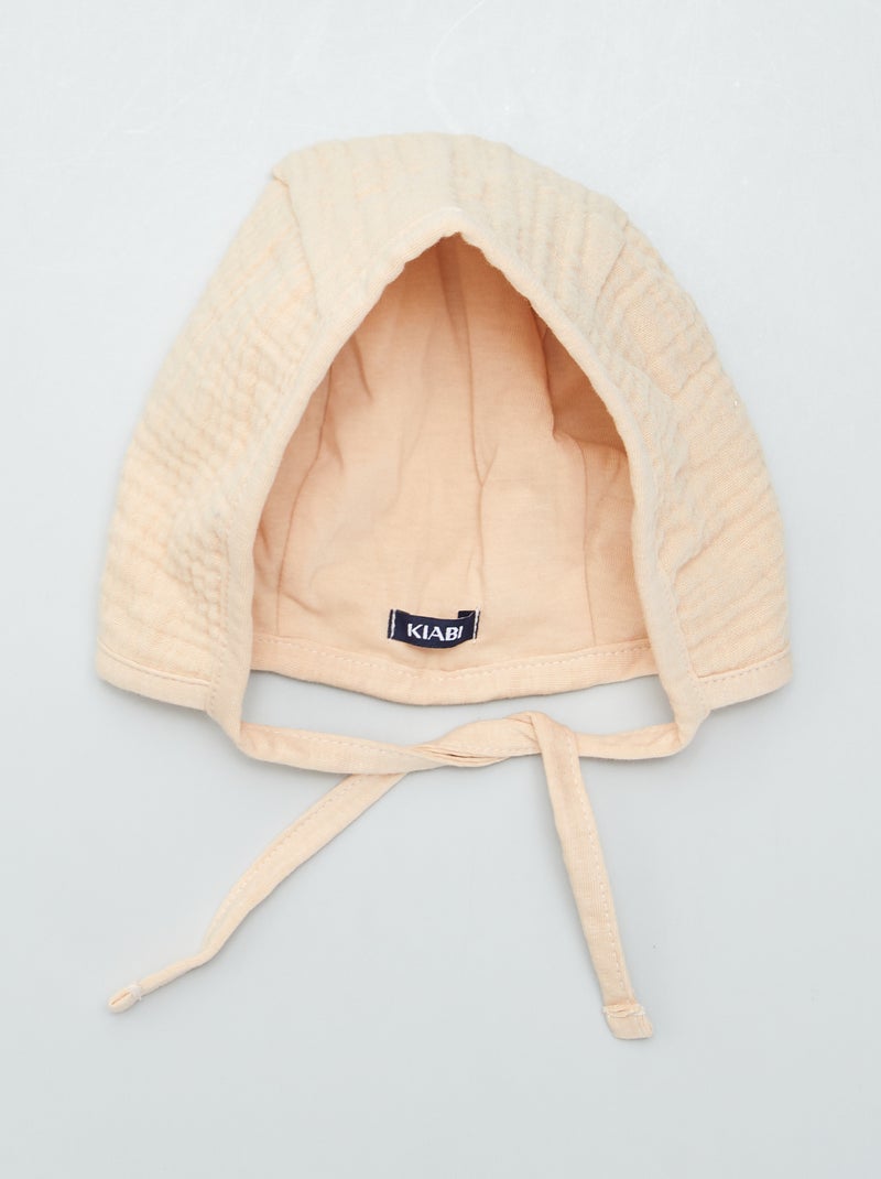 Chapeau béguin en double gaze de coton Beige - Kiabi