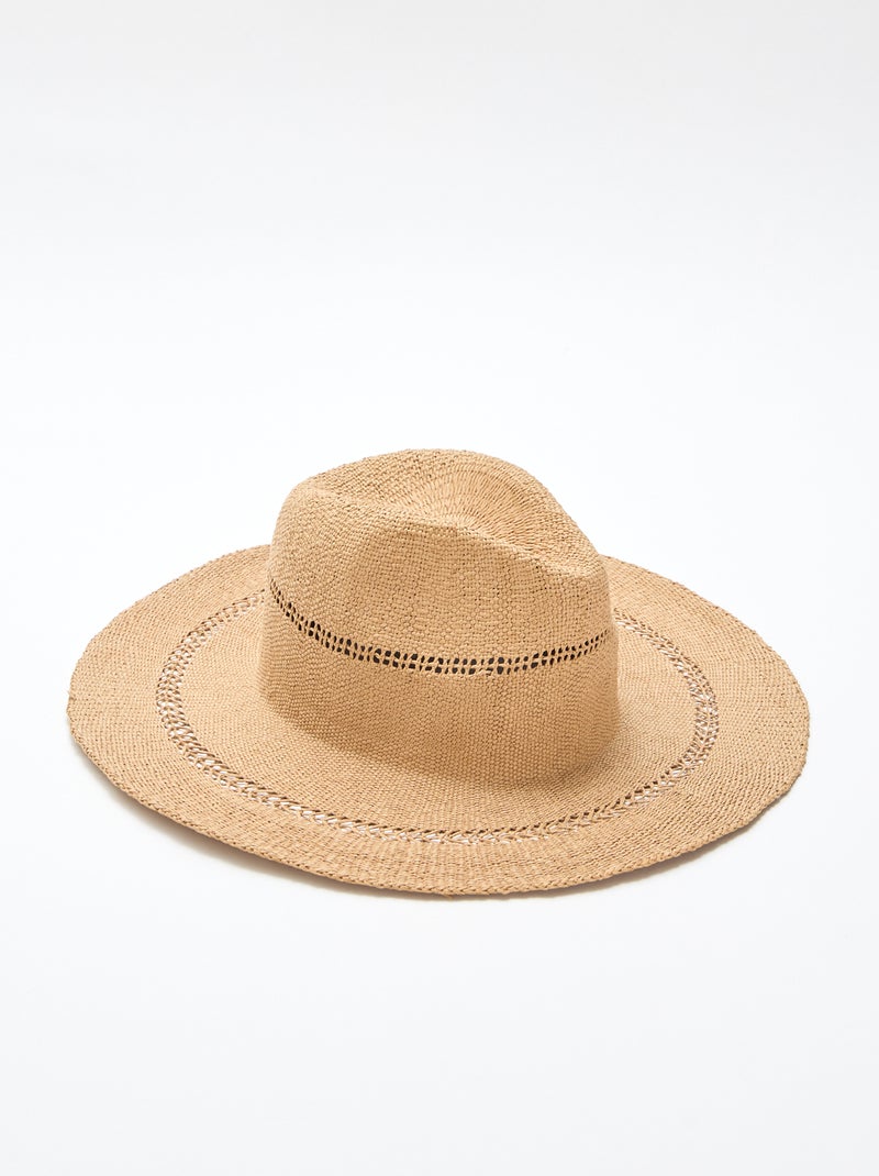 Chapeau de paille forme Borsalino Beige - Kiabi