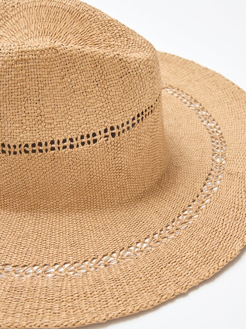 Chapeau de paille forme Borsalino - Kiabi
