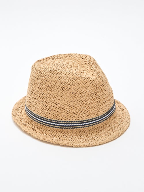 Chapeau de paille forme Borsalino - Kiabi