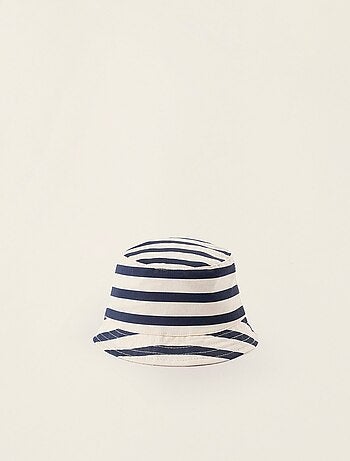 Chapeau en Sergé à Rayures avec Bandes Latérales