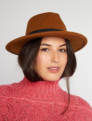 Chapeau femme en feutre de laine marron