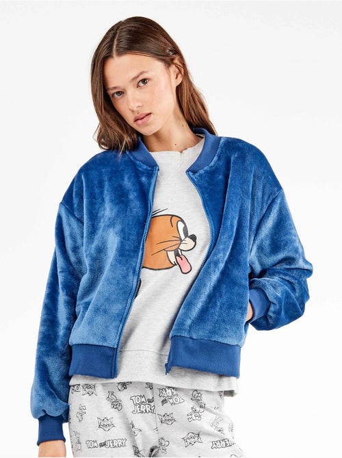 Chaqueta bomber con cremallera en tejido peluche - Kiabi