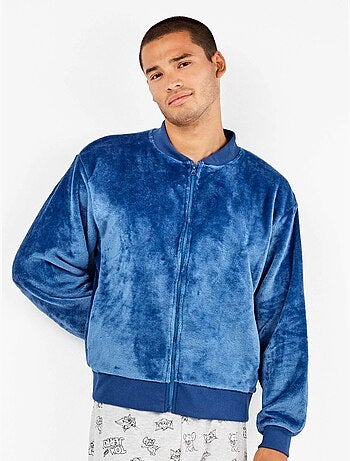 Chaqueta bomber hombre con cremallera en tejido peluche