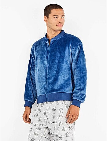 Chaqueta bomber hombre con cremallera en tejido peluche