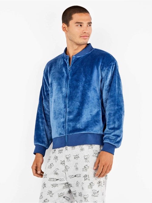 Chaqueta bomber hombre con cremallera en tejido peluche - Kiabi