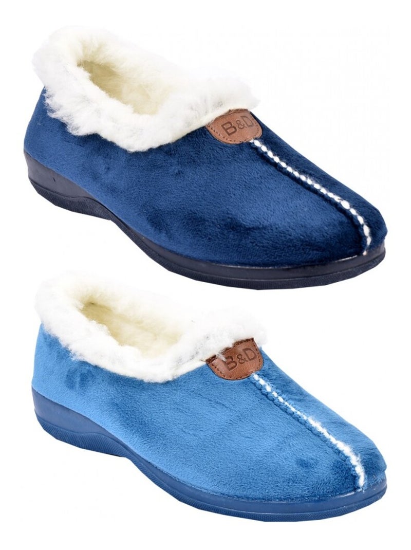 Charentaise femme pantoufle premium Bleu marine - Kiabi