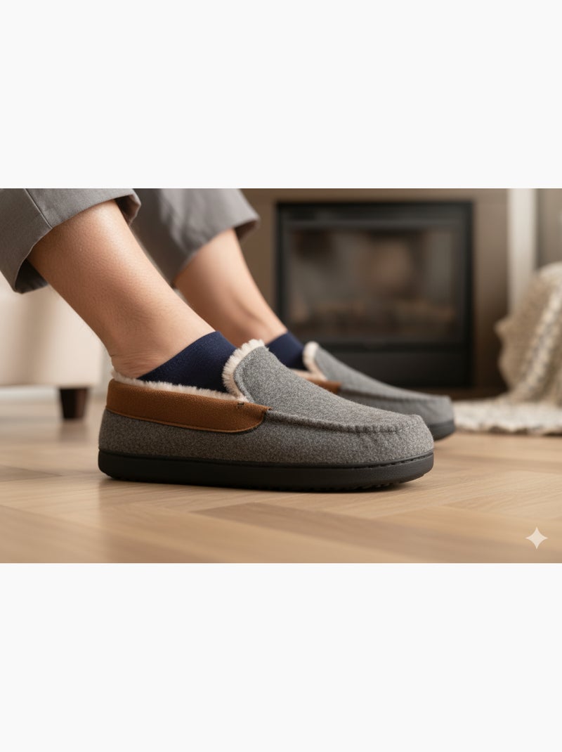 Charentaise fourrée homme Pantoufle PREMIUM MU9733 Gris - Kiabi