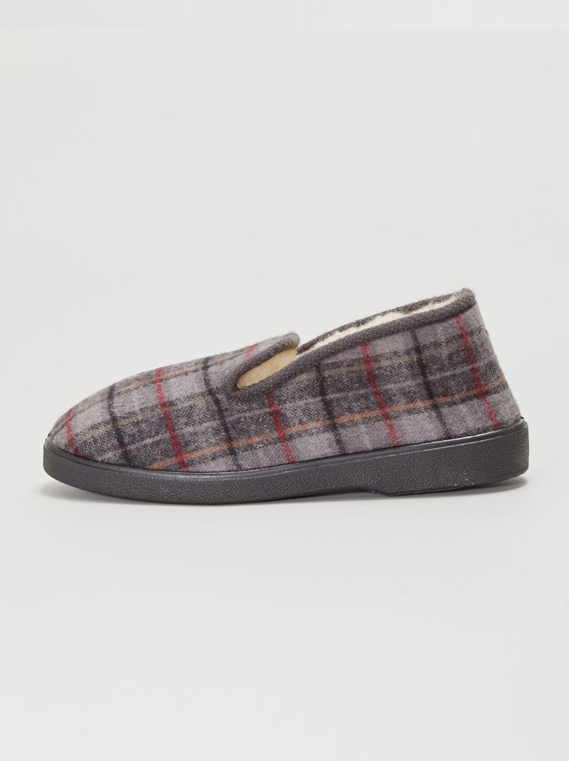 Charentaises tartan gris - Kiabi
