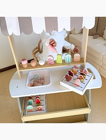 Chariot à glaces en bois avec accessoires mamabrum