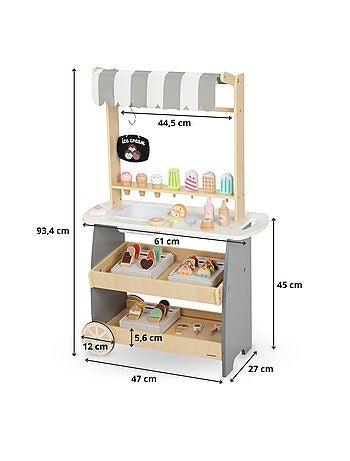 Chariot à glaces en bois avec accessoires mamabrum