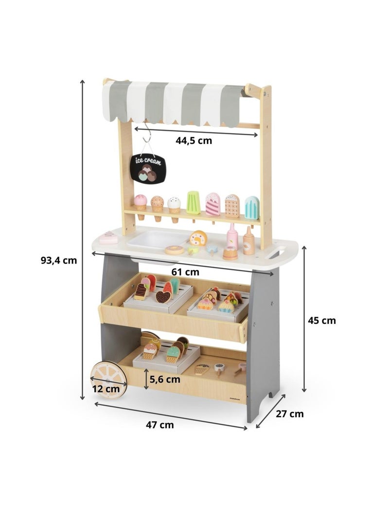 Chariot à glaces en bois avec accessoires mamabrum Gris - Kiabi