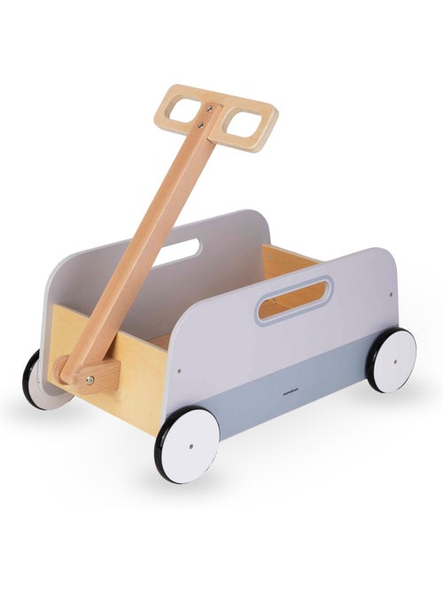 Chariot à jouets en bois enfant avec poignée à tirer - remorque de rangement et de promenade - Kiabi