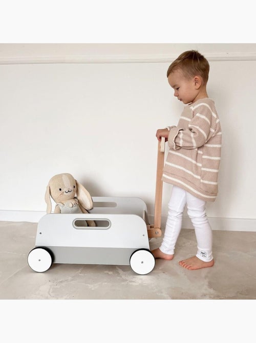Chariot à jouets en bois enfant avec poignée à tirer - remorque de rangement et de promenade - Kiabi
