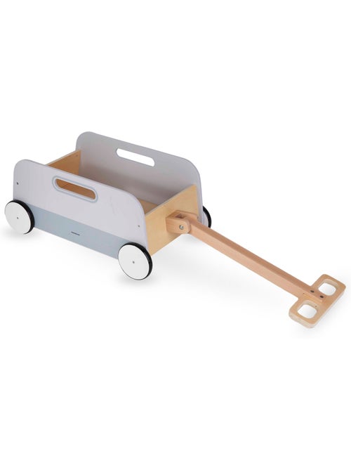 Chariot à jouets en bois enfant avec poignée à tirer - remorque de rangement et de promenade - Kiabi