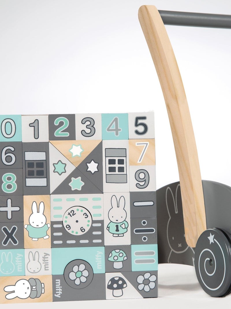 Chariot de marche en bois + blocs de construction miffy® - ROBA Gris Vert clair Blanc - Kiabi