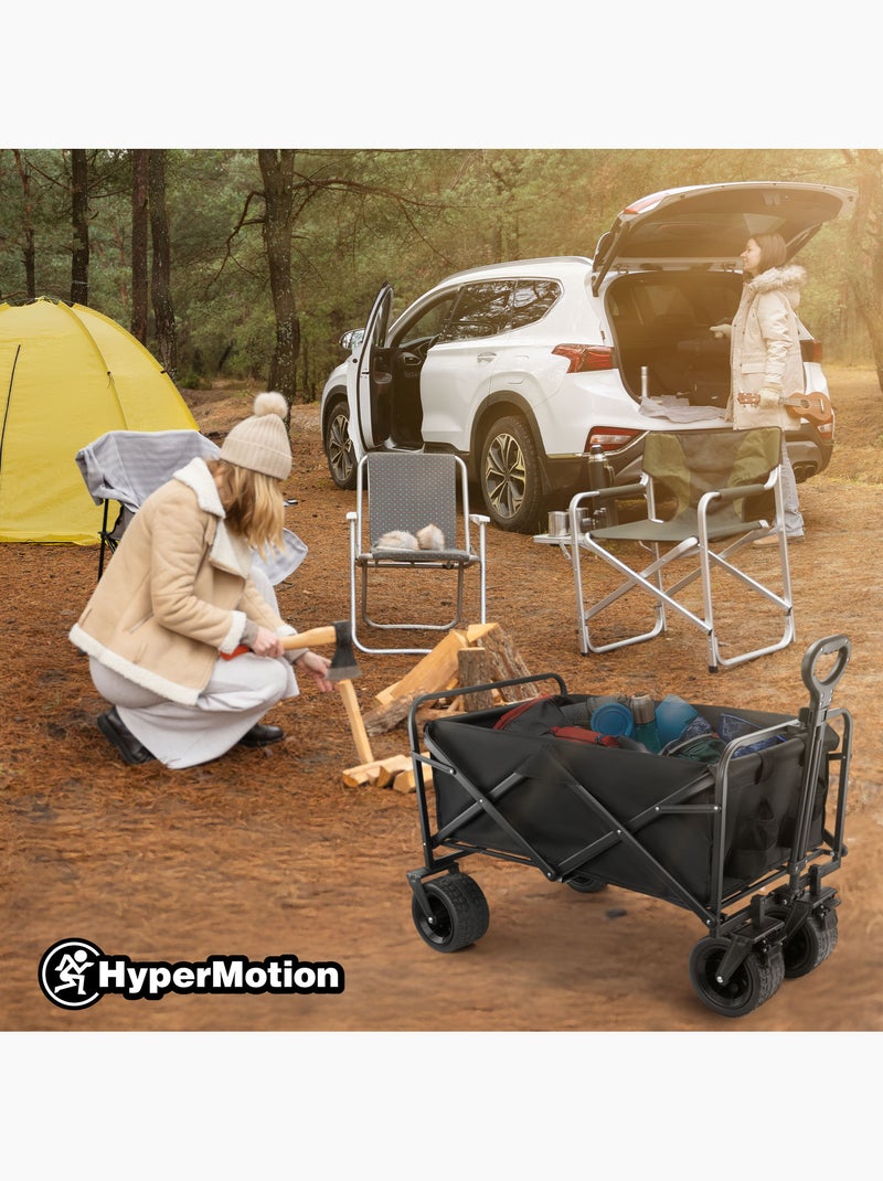 Chariot de transport pliable hypermotion 100l, trolley 120kg, roue tout-terrain, remorque jardin Noir Noir - Kiabi