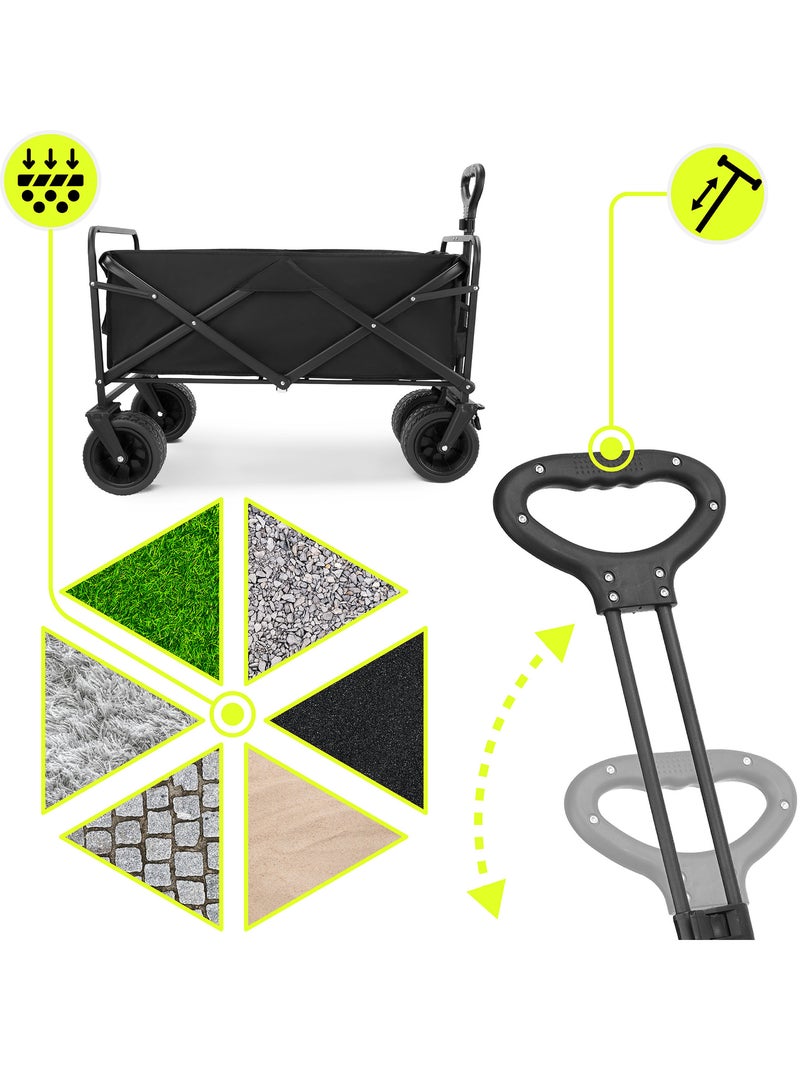 Chariot de transport pliable hypermotion 100l, trolley 120kg, roue tout-terrain, remorque jardin Noir Noir - Kiabi