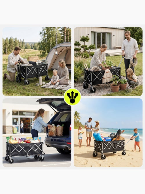 Chariot hypermotion 250l pliable 100kg roues 7" tout-terrain remorque jardin trolley pliage rapide - Kiabi Chariot hypermotion 250l pliable 100kg roues 7" tout-terrain remorque jardin trolley pliage rapide - Kiabi